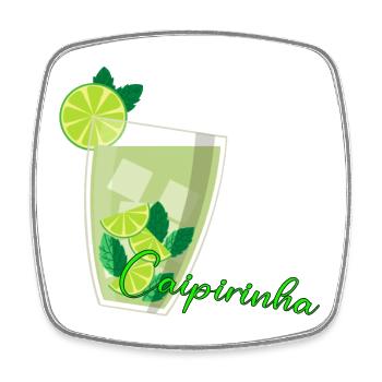 Verre de caipirinha avec menthe au citron vert - Magnet carré - blanc - Devant