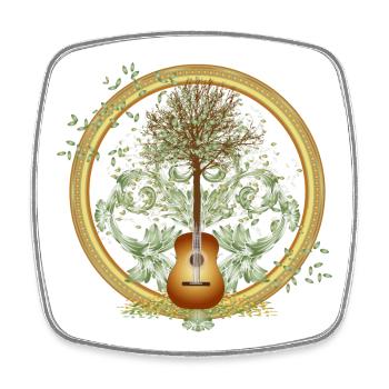 fascinant motif de guitare surréaliste avec arbre - Magnet carré - blanc - Devant