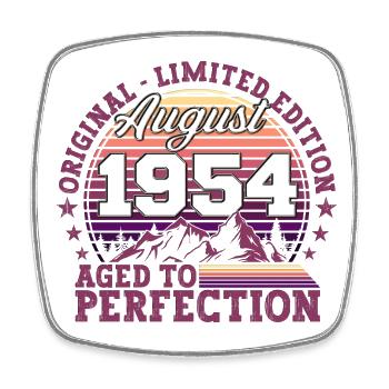 Original August 1954 70th Birthday Fun Gift - Square fridge magnet - white - Front