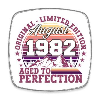 Original August 1982 40th Birthday Fun Gift - Square fridge magnet - white - Front