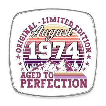 Original August 1974 48th Birthday Fun Gift - Square fridge magnet - white - Front