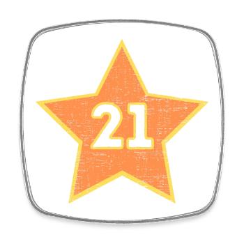 Stern 21 - Viereckiger Kühlschrankmagnet - Weiß - Vorne