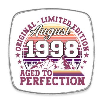 Original August 1998 24th Birthday Fun Gift - Square fridge magnet - white - Front