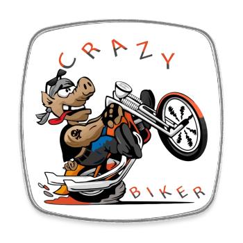 Wild Dog Biker Cartoon - Square fridge magnet - white - Front