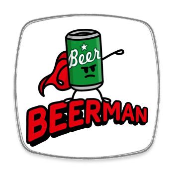 Drôle de beer man Super-héros Jeu de mots Fête des pères - Magnet carré - blanc - Devant