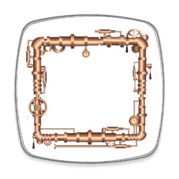 Steampunk frame in steam engine look - Square fridge magnet - white - Front