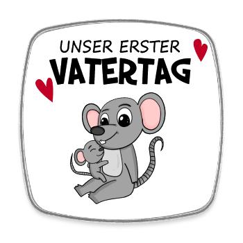 Vatertag Geschenk - Unser erster Vatertag - Viereckiger Kühlschrankmagnet - Weiß - Vorne