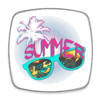 Sonnenbrille Palme Sommer Party pink mint - Viereckiger Kühlschrankmagnet - Weiß - Vorne
