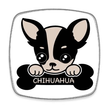 Chihuahua et os - Magnet carré - blanc - Devant