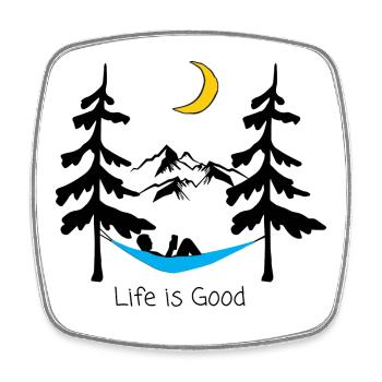 Playful Nighttime Smiling Moon Design - Square fridge magnet - white - Front