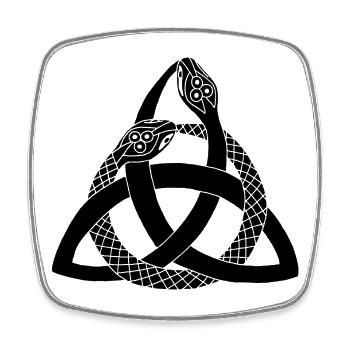 Schwarze Schlangen und keltisches Symbol - Viereckiger Kühlschrankmagnet - Weiß - Vorne