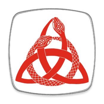 Rote Schlangen und keltisches Symbol - Viereckiger Kühlschrankmagnet - Weiß - Vorne