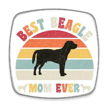 Best Beagle mom ever dog lovers vintage retro - Square fridge magnet - white - Front