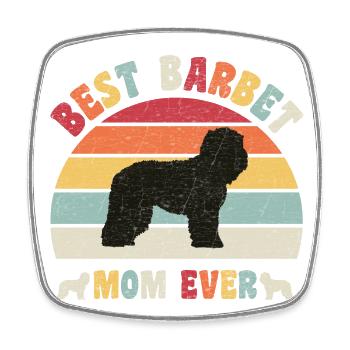 Best Barbet mom ever dog lovers vintage retro - Square fridge magnet - white - Front