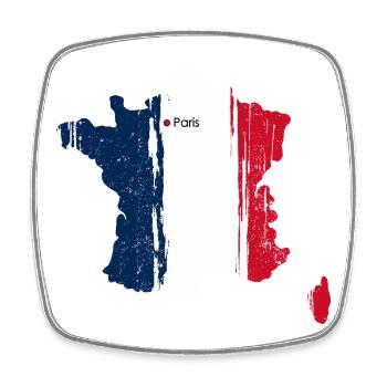 Paris Brushstroke Drapeau France - Magnet carré - blanc - Devant