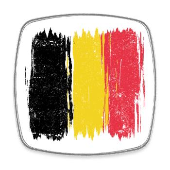 Belgian Flag Abstract Brush Strokes - Square fridge magnet - white - Front