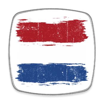 Coup de pinceau Drapeau néerlandais - Magnet carré - blanc - Devant