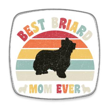 Best Briard mom ever dog lovers vintage retro - Square fridge magnet - white - Front