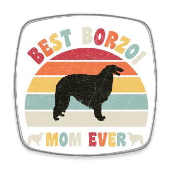 Best Barzoi mom ever dog lovers vintage retro - Viereckiger Kühlschrankmagnet - Weiß - Vorne