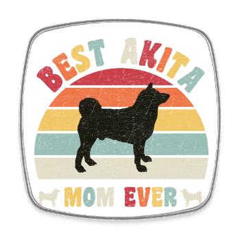 Meilleure maman Akita jamais amateurs de chiens vintage rétro - Magnet carré - blanc - Devant
