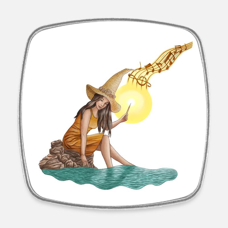 Singing Sea Witch - Square fridge magnet - white