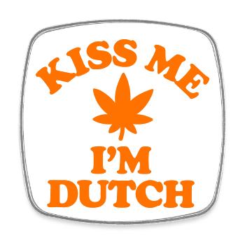 King's Day Willem Alexander Hanf, Kiss me I'm Dutch - Square fridge magnet - white - Front