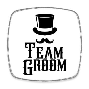 Team Groom Top Hat & Mustache Mens Enterrement de vie de garçon - Magnet carré - blanc - Devant