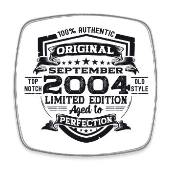 Original September Vintage 2004 Birthday Funny - Square fridge magnet - white - Front