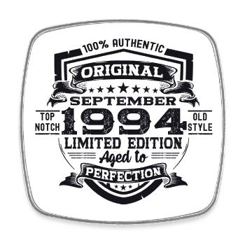 Original September Vintage 1994 Birthday Funny - Square fridge magnet - white - Front