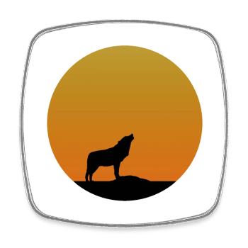Wolf Sunrise - Viereckiger Kühlschrankmagnet - Weiß - Vorne