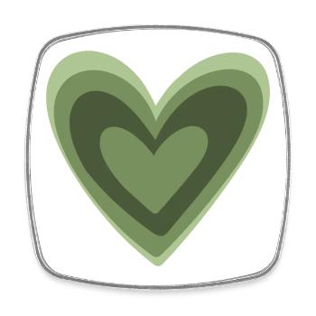 Green Heart - Viereckiger Kühlschrankmagnet - Weiß - Vorne