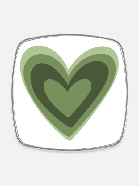 Green Heart - Square fridge magnet - white