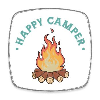 Happy Camper - Magnet carré - blanc - Devant