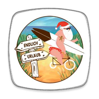 Weihnachtsmann macht Urlaub - Viereckiger Kühlschrankmagnet - Weiß - Vorne