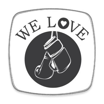 we love boxing symbol love passion boxer - Square fridge magnet - white - Front