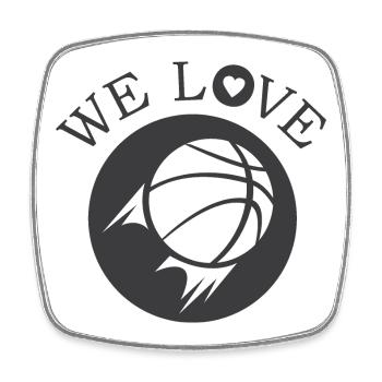 we love basketball streetballFreunde Symbol Logo - Viereckiger Kühlschrankmagnet - Weiß - Vorne