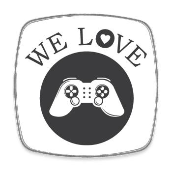 we love gaming gamer icon illustration logo icon - Square fridge magnet - white - Front