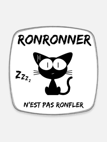 Ronfleur chat cadeau homme ou femme ronflement - Magnet carré - blanc