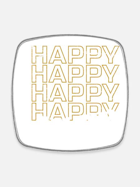 Golden Happy New Year Neon Script - Square fridge magnet - white