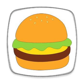 Burger, fast food, essen, kochen - Viereckiger Kühlschrankmagnet - Weiß - Vorne