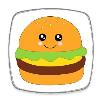 Kawaii, burgers, fast food - Square fridge magnet - white - Front