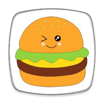 Kawaii, burgers, fast food - Square fridge magnet - white - Front