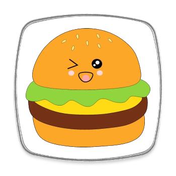 Kawaii, burgers, fast food - Square fridge magnet - white - Front