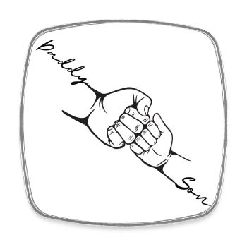 Papa Kind Faust Bump Niedliche Neugeborenen-Geschenke - Viereckiger Kühlschrankmagnet - Weiß - Vorne