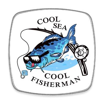 Coole Angler - Viereckiger Kühlschrankmagnet - Weiß - Vorne