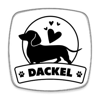 Dackel Liebe Logo - Viereckiger Kühlschrankmagnet - Weiß - Vorne