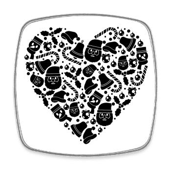 Cute Heart Xmas Stuff Candy Cane Santa & Snowman - Square fridge magnet - white - Front