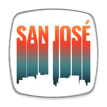 San José Skyline Farbverlauf - Viereckiger Kühlschrankmagnet - Weiß - Vorne