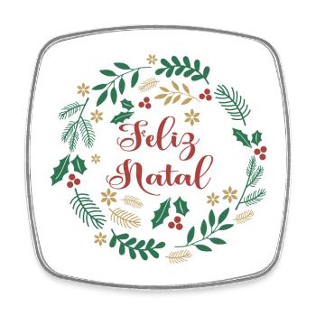 Feliz Natal Merry Christmas Merry Christmas - Square fridge magnet - white - Front