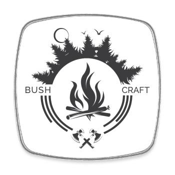 Icône de feu de camp de survie de Bushcraft - Magnet carré - blanc - Devant